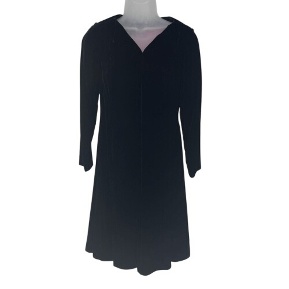 Peggy Jennings Black Velvet Dress Pink Satin‎ Lining Size S USA Made